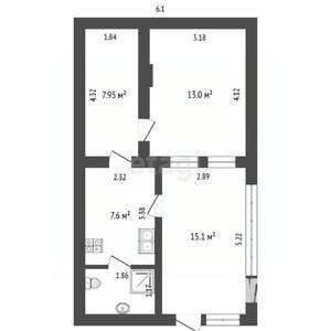 Дом 46м&sup2;, 1-этажный, участок 2 сот.  