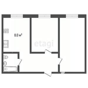 2-к квартира, вторичка, 55м2, 1/5 этаж