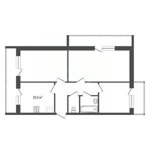 3-к квартира, вторичка, 73м2, 2/2 этаж