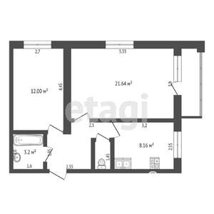 2-к квартира, вторичка, 53м2, 4/5 этаж
