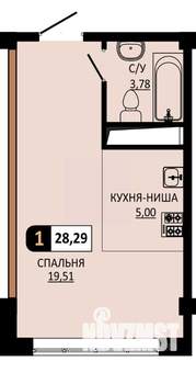 Студия квартира, вторичка, 28м2, 3/10 этаж