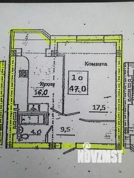 1-к квартира, строящийся дом, 47м2, 7/8 этаж