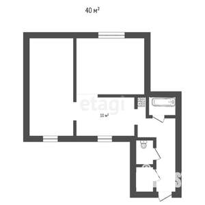 2-к квартира, вторичка, 40м2, 2/2 этаж
