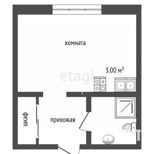 1-к квартира, вторичка, 17м2, 2/8 этаж
