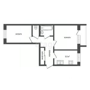 2-к квартира, вторичка, 50м2, 2/4 этаж