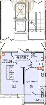1-к квартира, вторичка, 40м2, 3/15 этаж