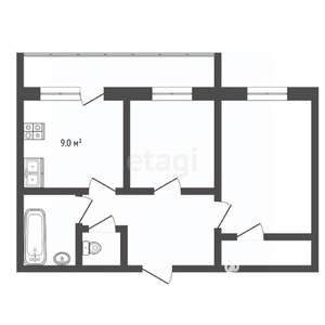 2-к квартира, вторичка, 51м2, 2/9 этаж