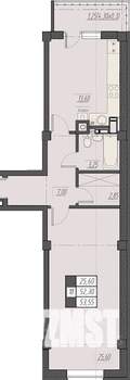 1-к квартира, строящийся дом, 54м2, 3/8 этаж