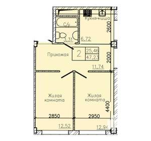 2-к квартира, вторичка, 47м2, 5/10 этаж
