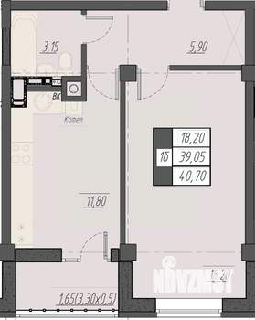 1-к квартира, строящийся дом, 41м2, 7/8 этаж
