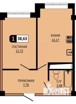 1-к квартира, вторичка, 39м2, 1/10 этаж