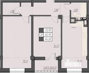 2-к квартира, строящийся дом, 65м2, 5/8 этаж