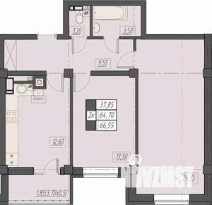 2-к квартира, строящийся дом, 67м2, 8/8 этаж