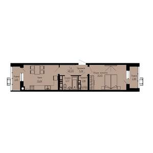 1-к квартира, строящийся дом, 48м2, 10/12 этаж