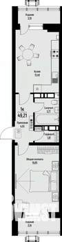 1-к квартира, строящийся дом, 49м2, 4/12 этаж