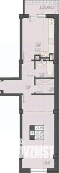 1-к квартира, строящийся дом, 54м2, 4/8 этаж