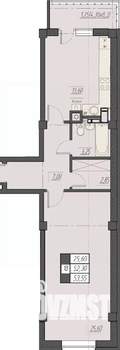 1-к квартира, строящийся дом, 54м2, 4/8 этаж