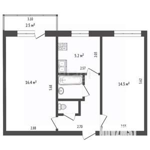 2-к квартира, вторичка, 45м2, 3/5 этаж