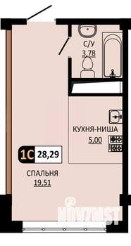 Студия квартира, вторичка, 28м2, 7/10 этаж