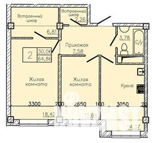 2-к квартира, вторичка, 68м2, 4/10 этаж
