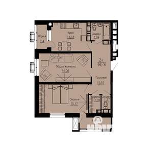 2-к квартира, строящийся дом, 66м2, 9/12 этаж