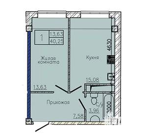 1-к квартира, вторичка, 40м2, 8/10 этаж