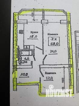 2-к квартира, строящийся дом, 68м2, 1/8 этаж