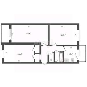 3-к квартира, вторичка, 55м2, 3/5 этаж