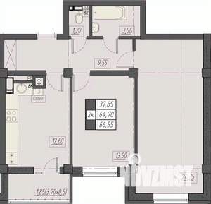 2-к квартира, строящийся дом, 67м2, 5/8 этаж