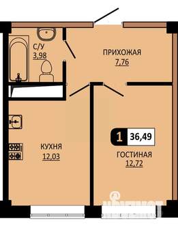 1-к квартира, вторичка, 36м2, 5/10 этаж