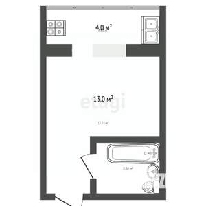 Студия квартира, вторичка, 20м2, 3/5 этаж