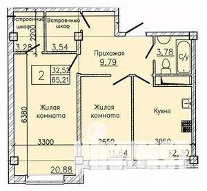 2-к квартира, вторичка, 69м2, 9/10 этаж