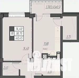1-к квартира, вторичка, 40м2, 5/8 этаж