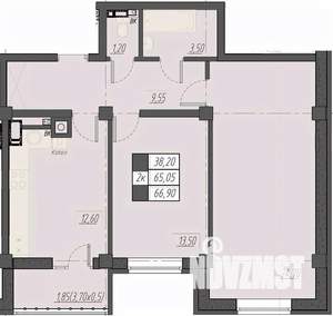2-к квартира, строящийся дом, 67м2, 3/8 этаж