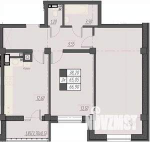 2-к квартира, строящийся дом, 67м2, 3/8 этаж