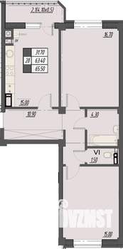 2-к квартира, строящийся дом, 66м2, 4/8 этаж