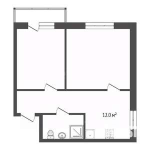 2-к квартира, вторичка, 43м2, 2/3 этаж