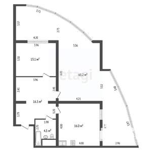 1-к квартира, вторичка, 62м2, 15/17 этаж