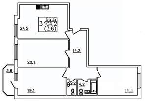 3-к квартира, строящийся дом, 104м2, 11/12 этаж