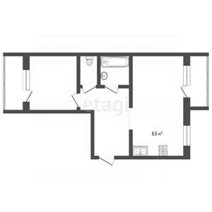 2-к квартира, вторичка, 50м2, 2/4 этаж