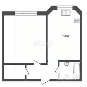 1-к квартира, вторичка, 44м2, 2/10 этаж