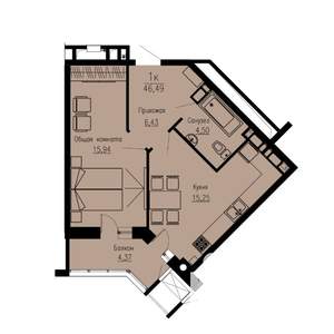 1-к квартира, строящийся дом, 46м2, 12/12 этаж