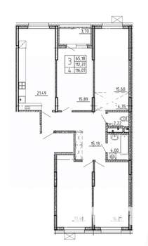 4-к квартира, строящийся дом, 116м2, 2/14 этаж