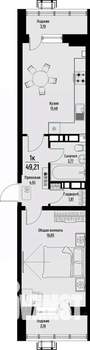1-к квартира, вторичка, 49м2, 7/12 этаж