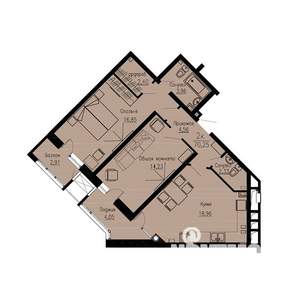2-к квартира, строящийся дом, 70м2, 2/12 этаж