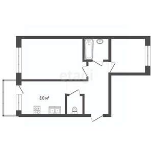2-к квартира, вторичка, 45м2, 3/3 этаж