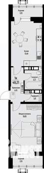 1-к квартира, строящийся дом, 49м2, 12/12 этаж