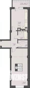 1-к квартира, строящийся дом, 54м2, 2/8 этаж