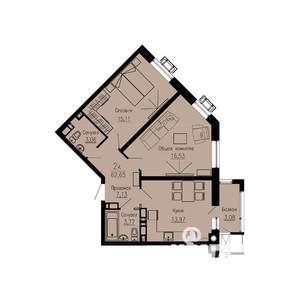 2-к квартира, строящийся дом, 63м2, 6/12 этаж