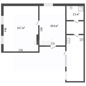 2-к квартира, вторичка, 35м2, 2/2 этаж